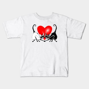 Red Heart Cats in Love Kids T-Shirt